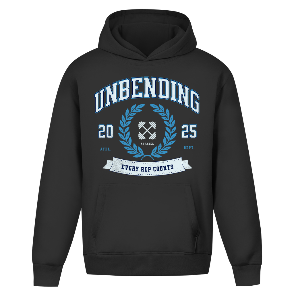 Oversize Hoodie Unisex - Ohne Kordel Every Rep Counts - Blau - Unbending Apparel