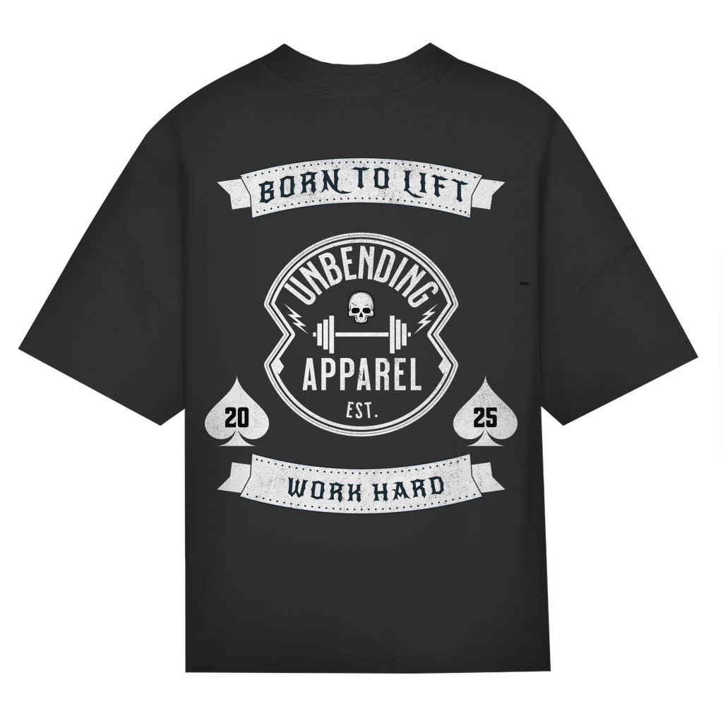 Oversize T-Shirt Unisex - Born To Lift - Weiß - Unbending Apparel