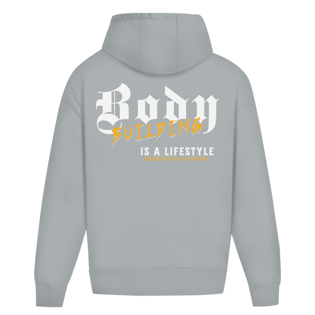 Oversize Hoodie Unisex - Bodybuilding Is A Lifestyle - Gelb/Weiß - Unbending Apparel