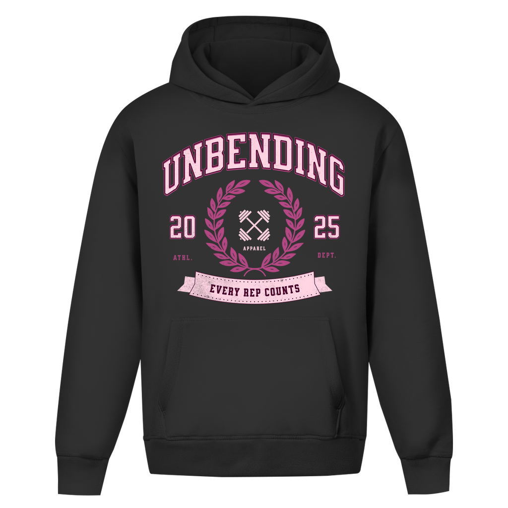Oversize Hoodie Unisex - Ohne Kordel Every Rep Counts - Lila - Unbending Apparel
