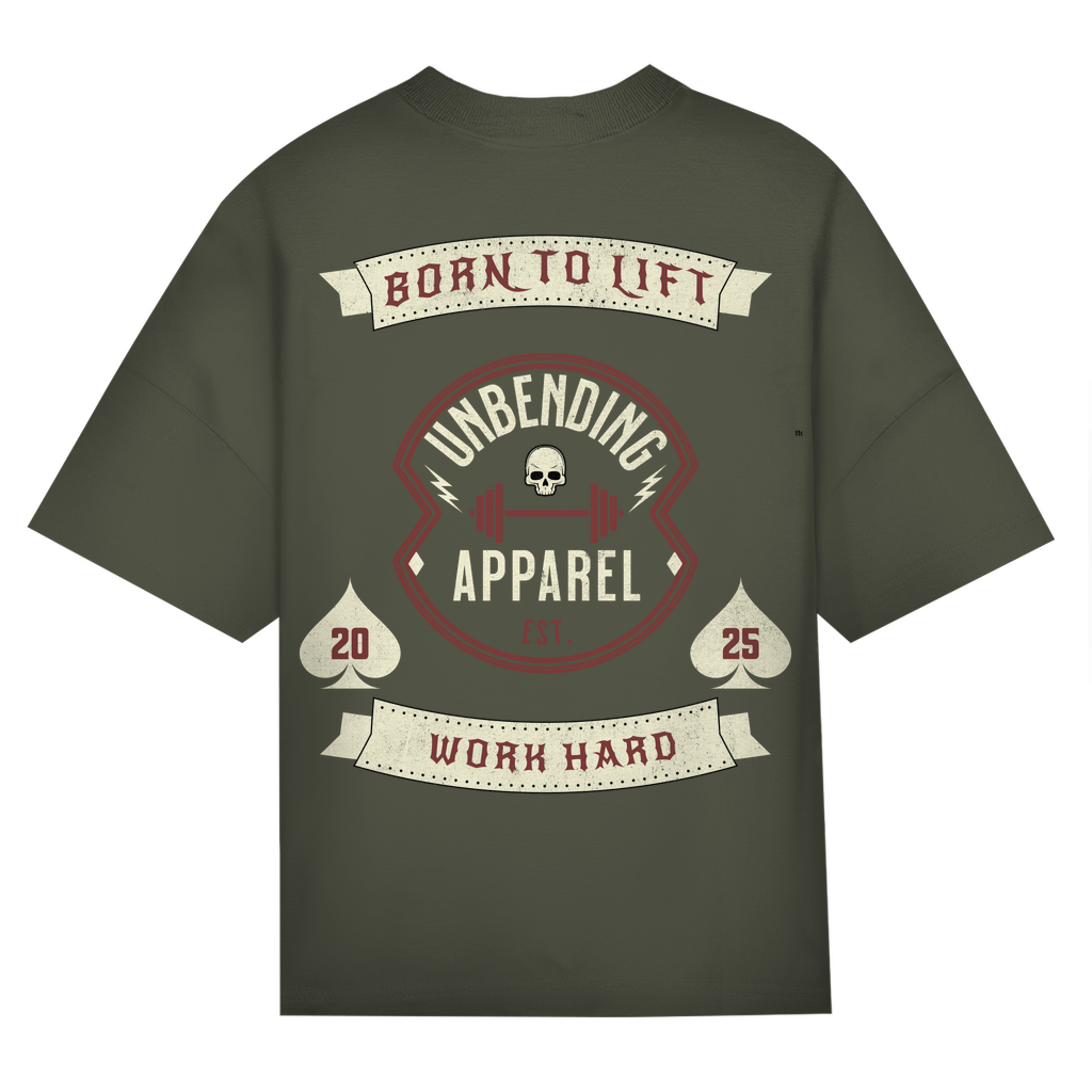 Oversize T-Shirt Unisex - Born To Lift - Rot/Beige - Unbending Apparel