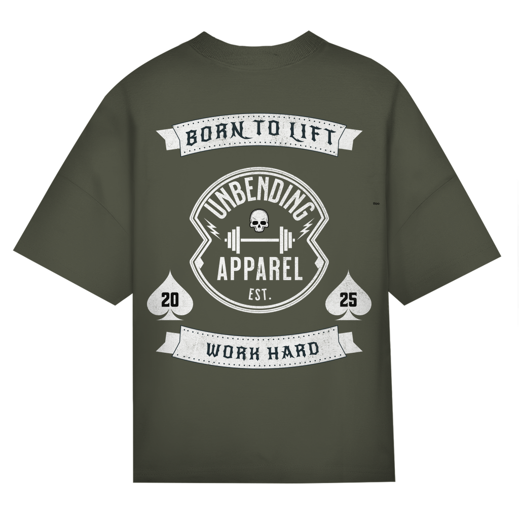 Oversize T-Shirt Unisex - Born To Lift - Weiß - Unbending Apparel
