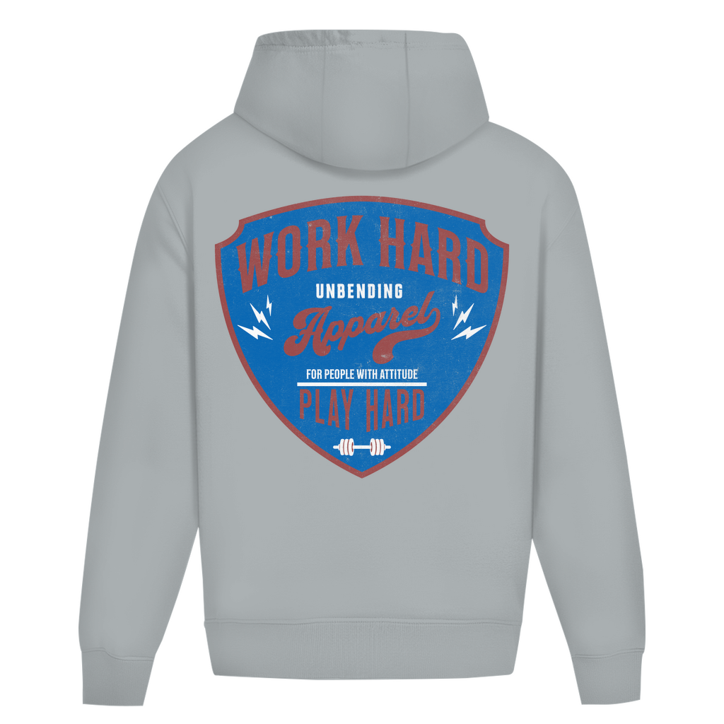 Oversize Hoodie Unisex - Work Hard Play Hard - Rot/Blau - Unbending Apparel