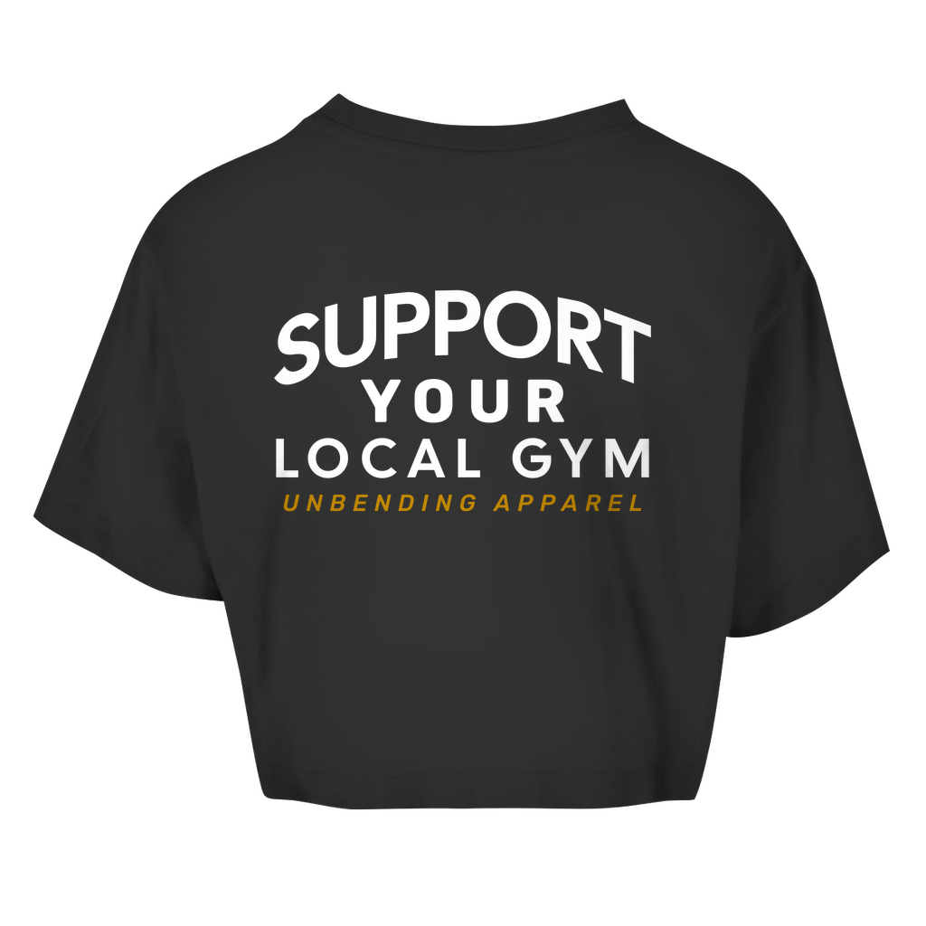 Oversize Crop Top - Support Your Local Gym - weiß - Unbending Apparel