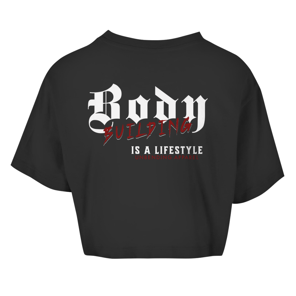 Oversize Crop Top - Bodybuilding Is A Lifestyle - Rot/Weiß - Unbending Apparel