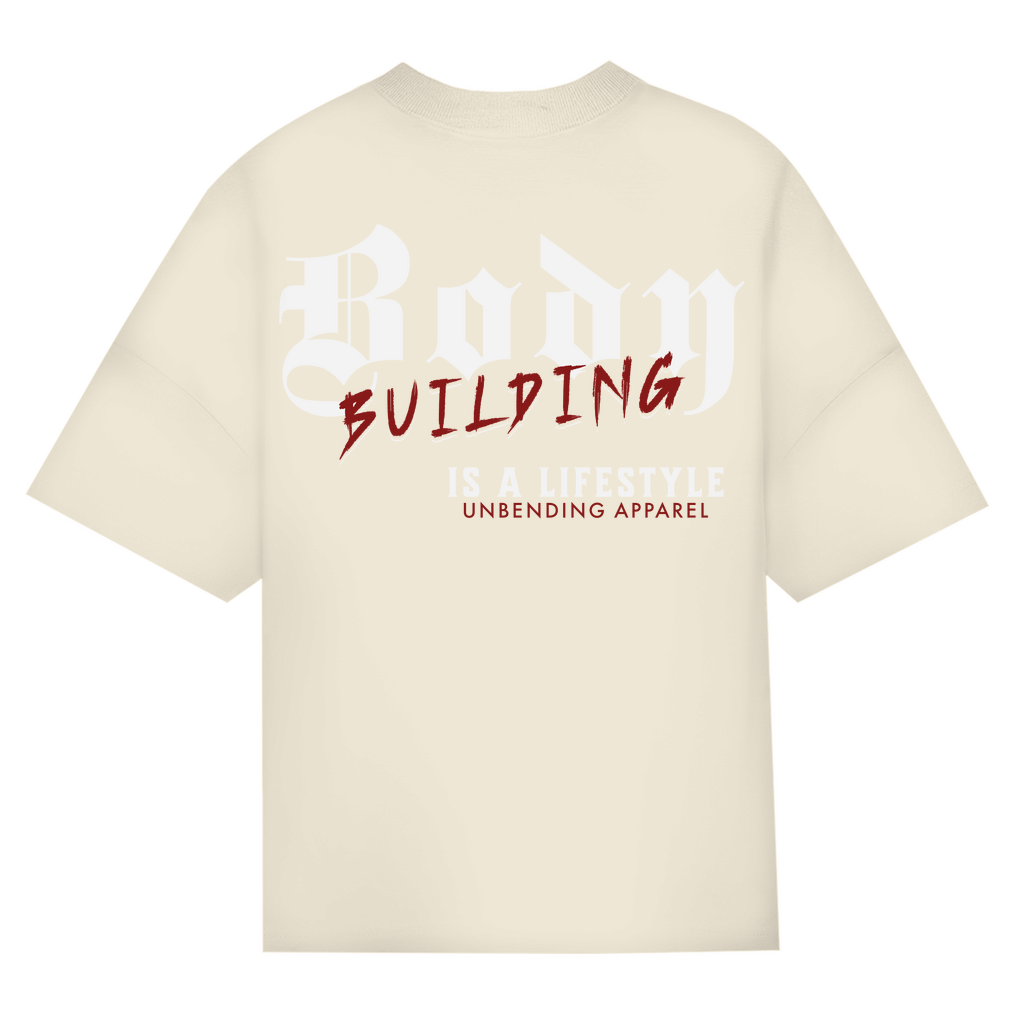 Oversize T-Shirt Unisex - Bodybuilding Is A Lifestyle - Rot/Weiß - Unbending Apparel