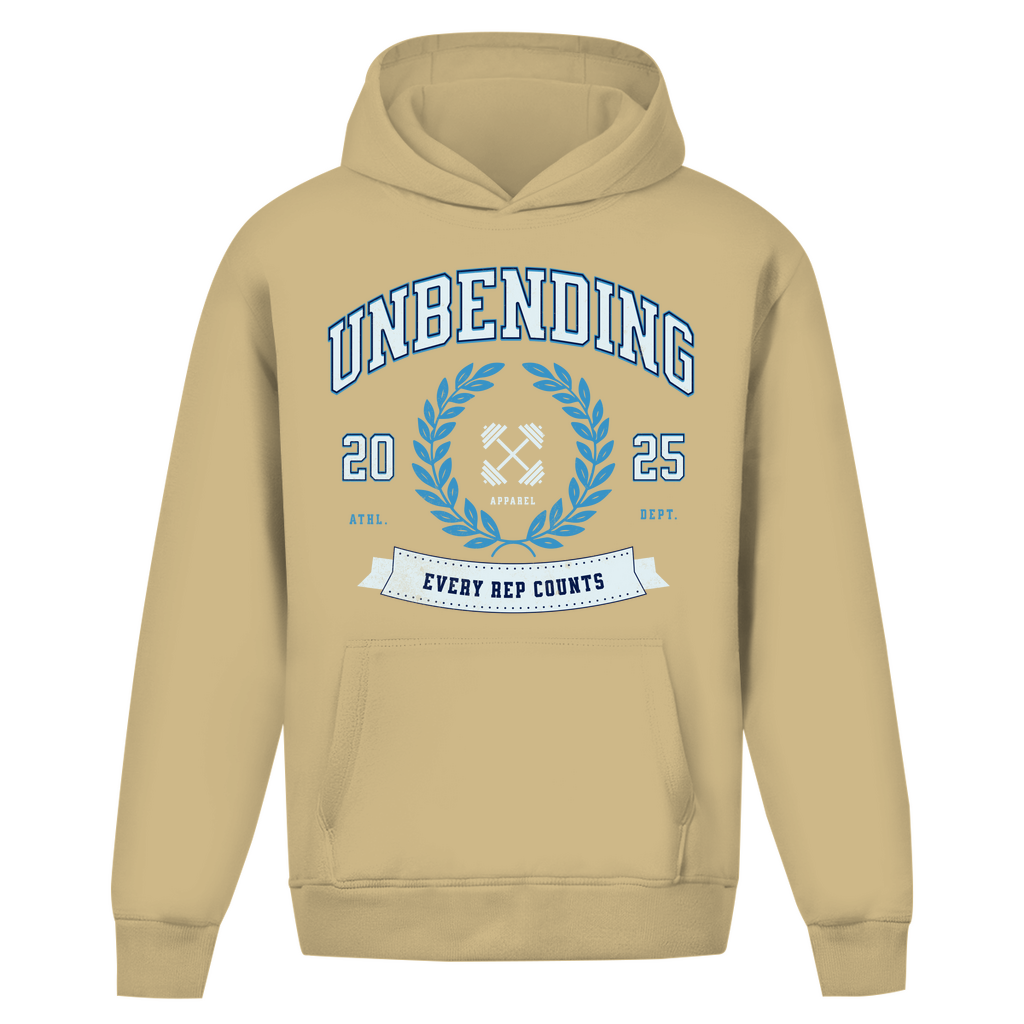 Oversize Hoodie Unisex - Ohne Kordel Every Rep Counts - Blau - Unbending Apparel