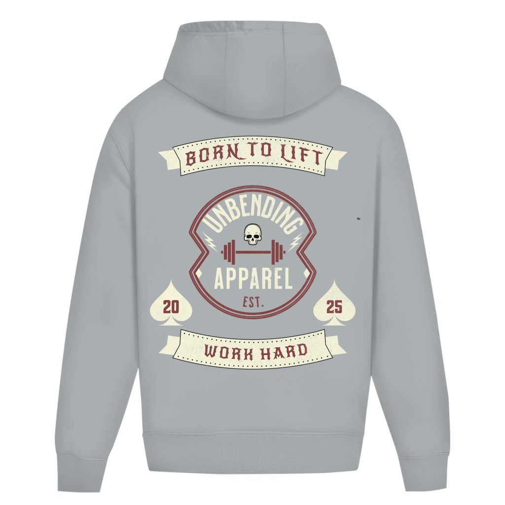 Oversize Hoodie Unisex - Born To Lift - Rot/Beige - Unbending Apparel