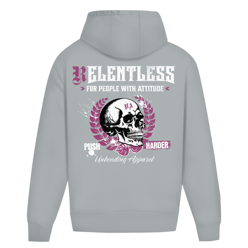 Oversize Hoodie Unisex - Push Harder - Lila Weiß - Unbending Apparel