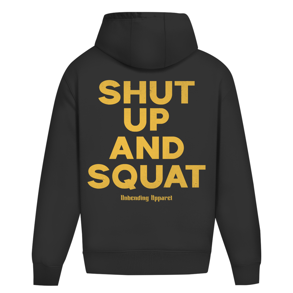Oversize Hoodie Unisex - Shut Up And Squat - Gelb - Unbending Apparel