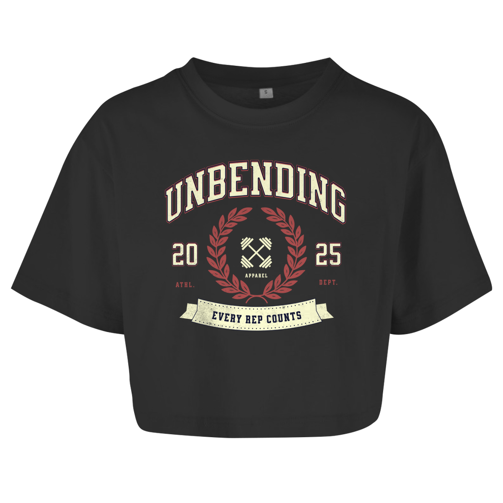 Oversize Crop Top - Every Rep Counts - Rot/Beige - Unbending Apparel