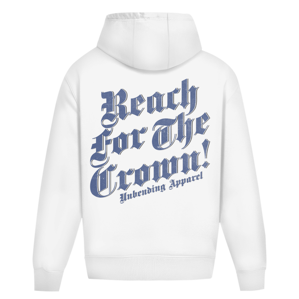 Oversize Hoodie Unisex - Reach For The Crown - Weiß - Unbending Apparel