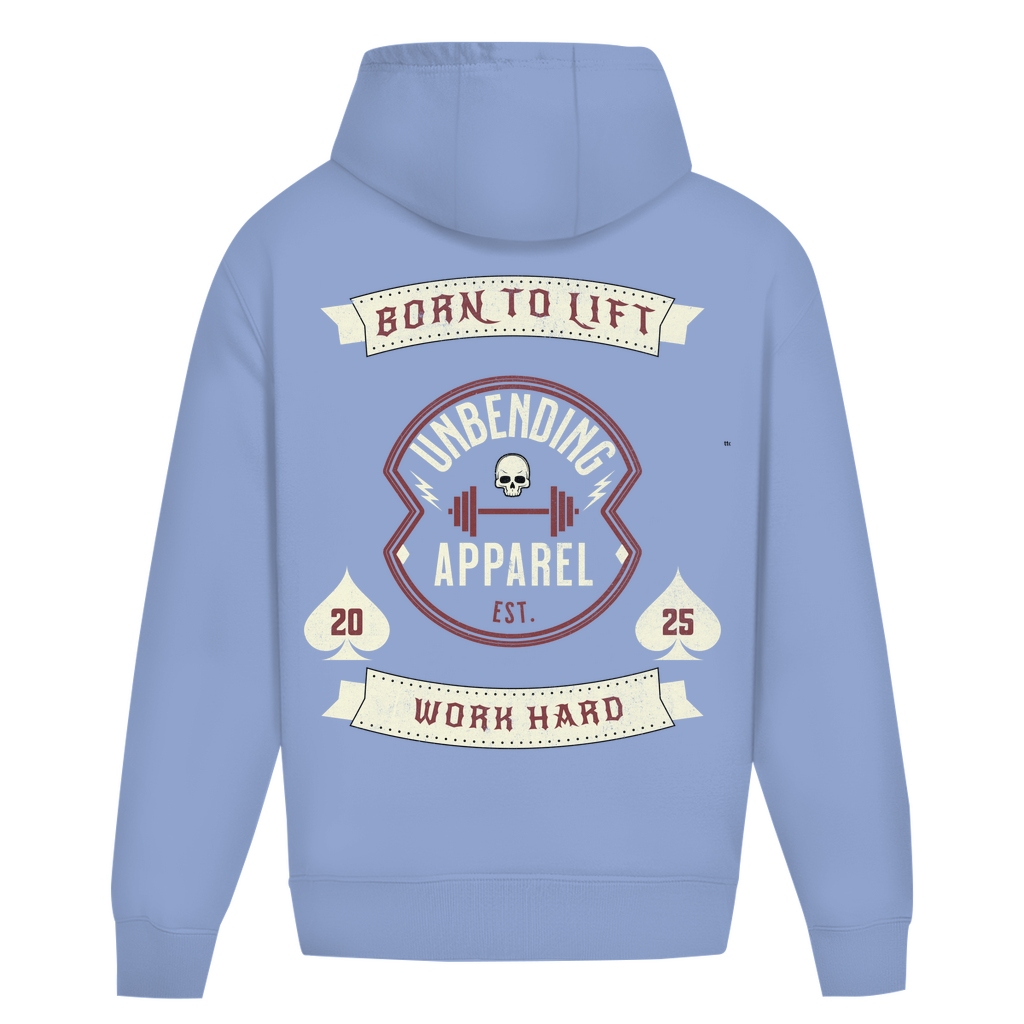 Oversize Hoodie Unisex - Born To Lift - Rot/Beige - Unbending Apparel