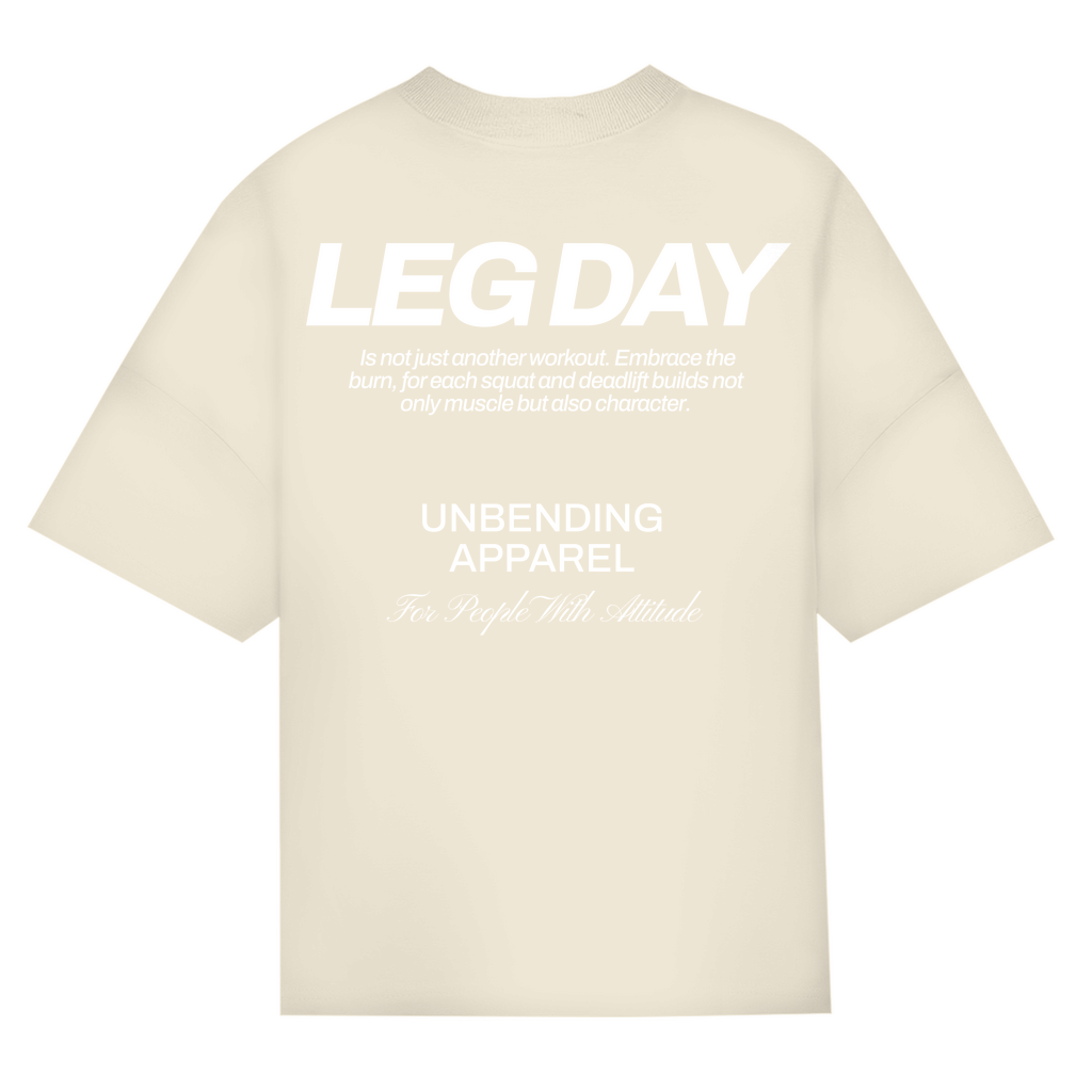 Oversize T-Shirt Unisex - Leg Day - Weiß - Unbending Apparel
