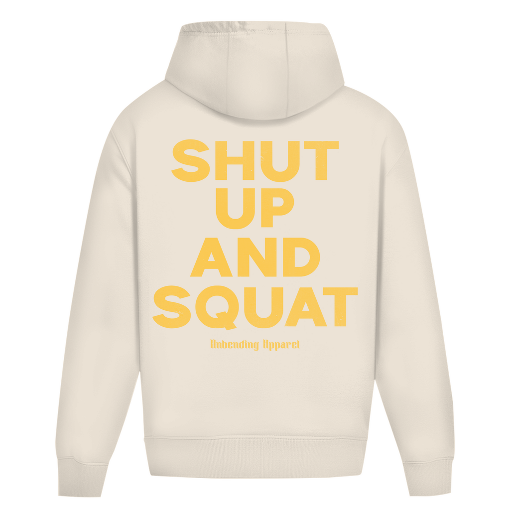 Oversize Hoodie Unisex - Shut Up And Squat - Gelb - Unbending Apparel