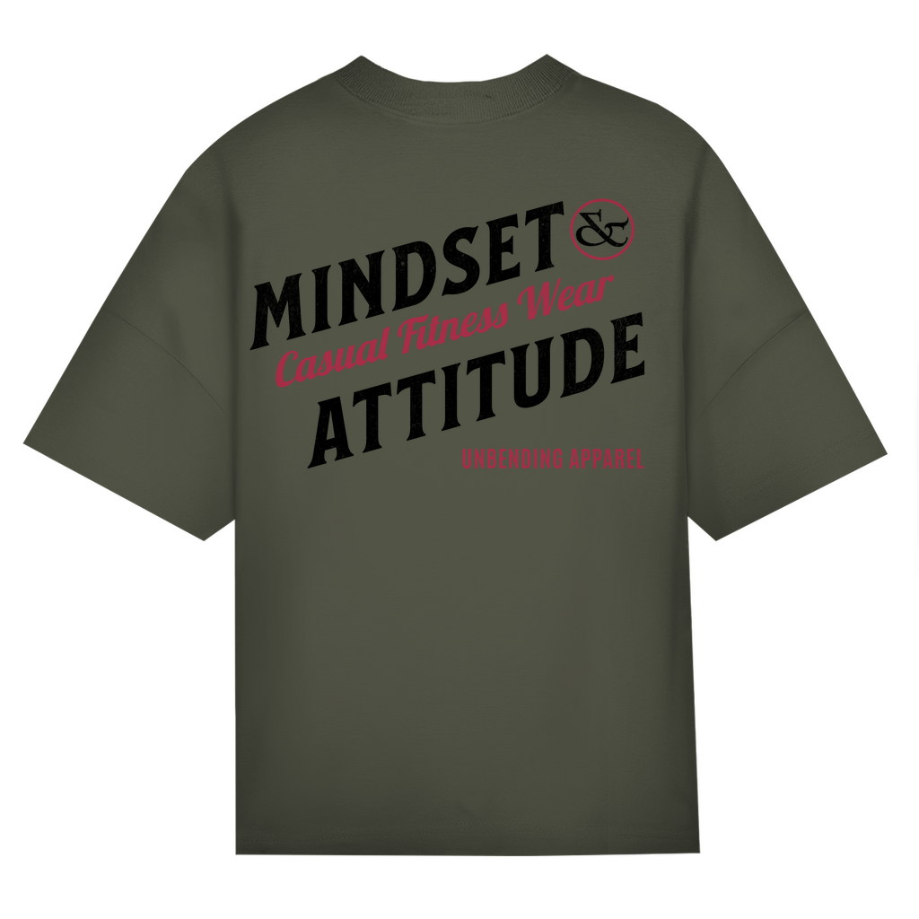 Oversize T-Shirt Unisex - Mindset And Attitude - Schwarz/rot - Unbending Apparel
