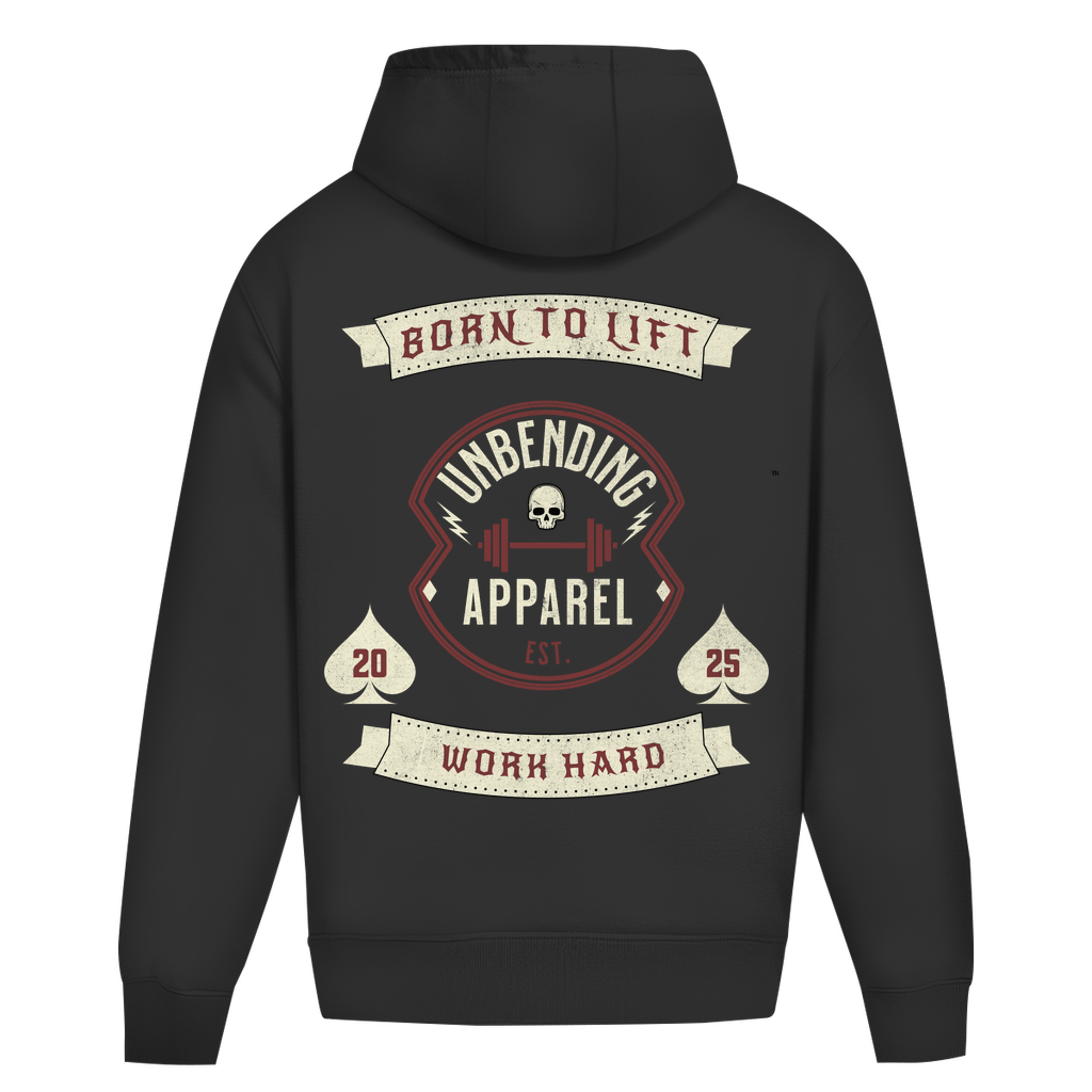 Oversize Hoodie Unisex - Born To Lift - Rot/Beige - Unbending Apparel