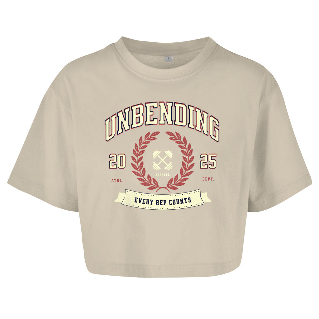 Oversize Crop Top - Every Rep Counts - Rot/Beige - Unbending Apparel