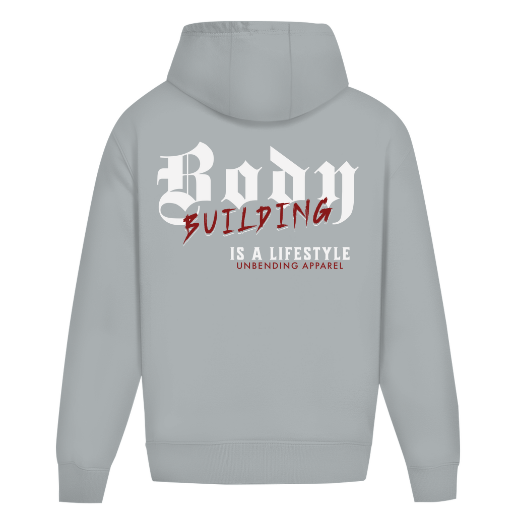 Oversize Hoodie Unisex - Bodybuilding Is A Lifestyle - Rot/Weiß - Unbending Apparel