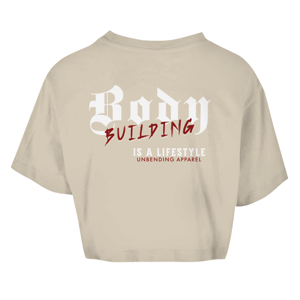 Oversize Crop Top - Bodybuilding Is A Lifestyle - Rot/Weiß - Unbending Apparel