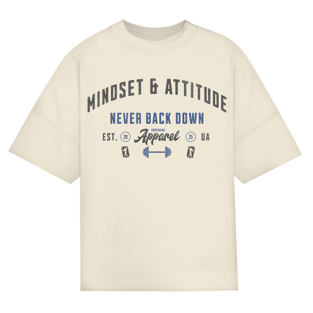 Oversize T-Shirt Unisex - Mindset And Attitude - Blau/Grau - Unbending Apparel