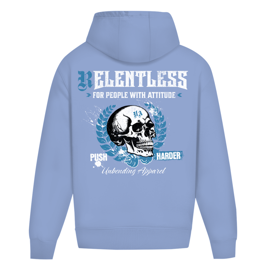 Oversize Hoodie Unisex - Push Harder - Blau/Weiß - Unbending Apparel