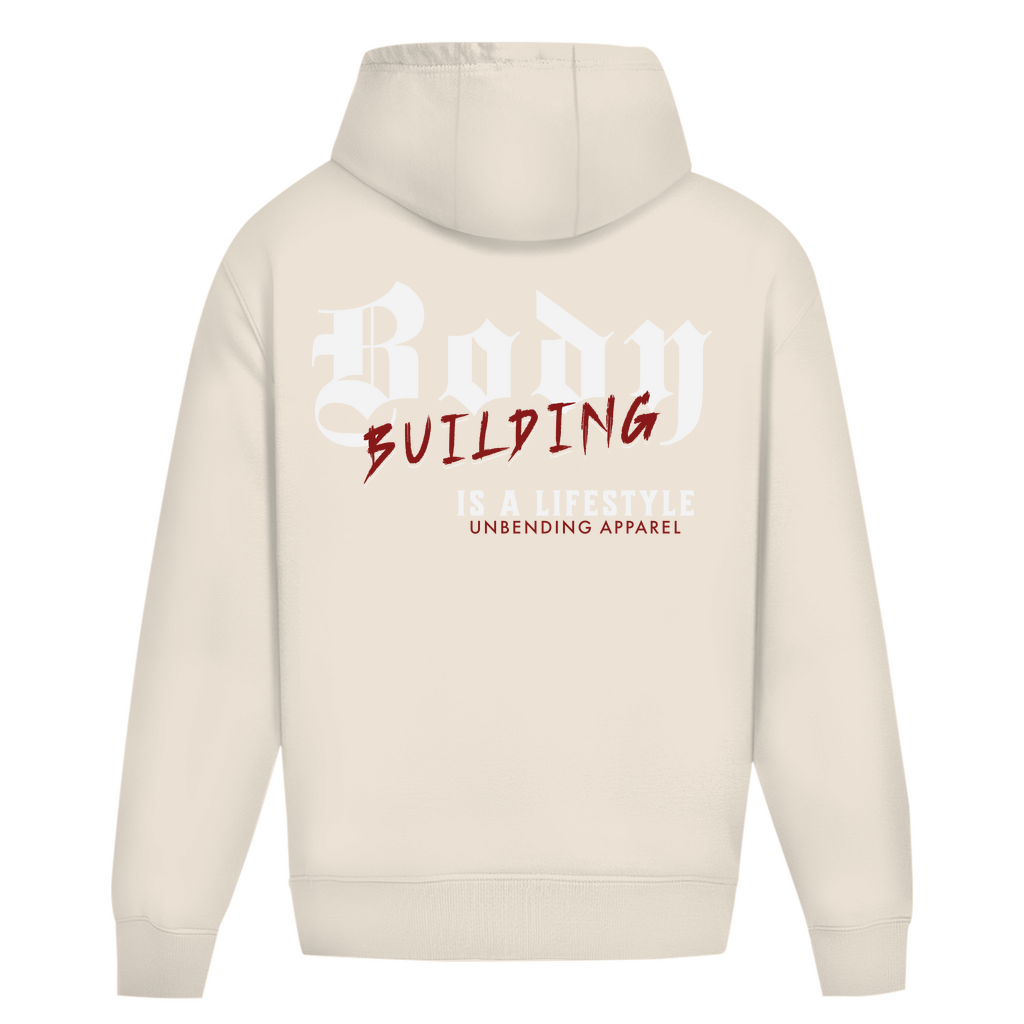 Oversize Hoodie Unisex - Bodybuilding Is A Lifestyle - Rot/Weiß - Unbending Apparel