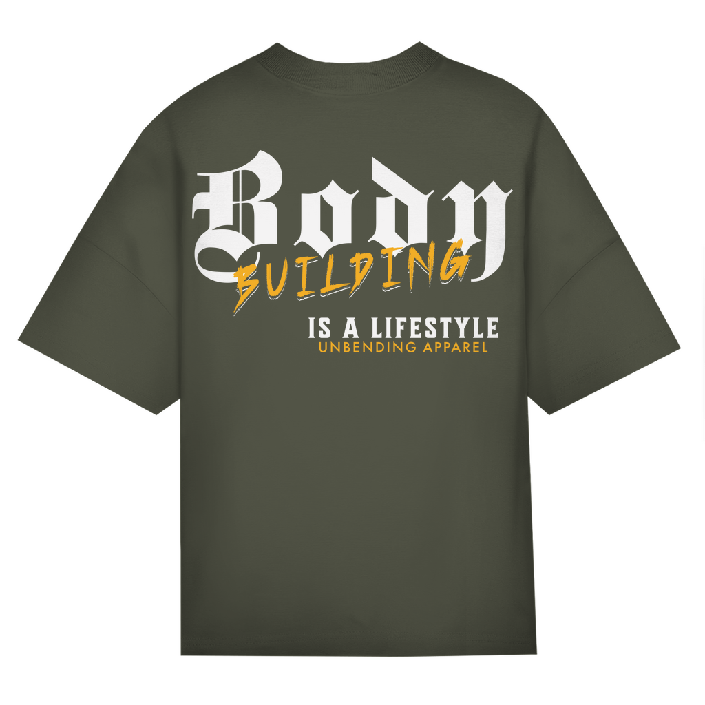 Oversize T-Shirt Unisex - Bodybuilding Is A Lifestyle - Gelb/Weiß - Unbending Apparel