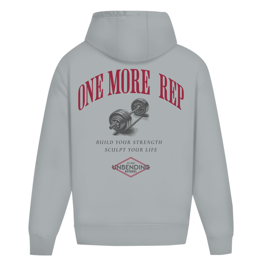 Oversize Hoodie Unisex - One More Rep - Rot/Grau - Unbending Apparel