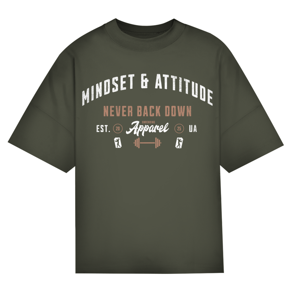 Oversize T-Shirt Unisex - Mindset And Attitude - Braun/Weiß - Unbending Apparel