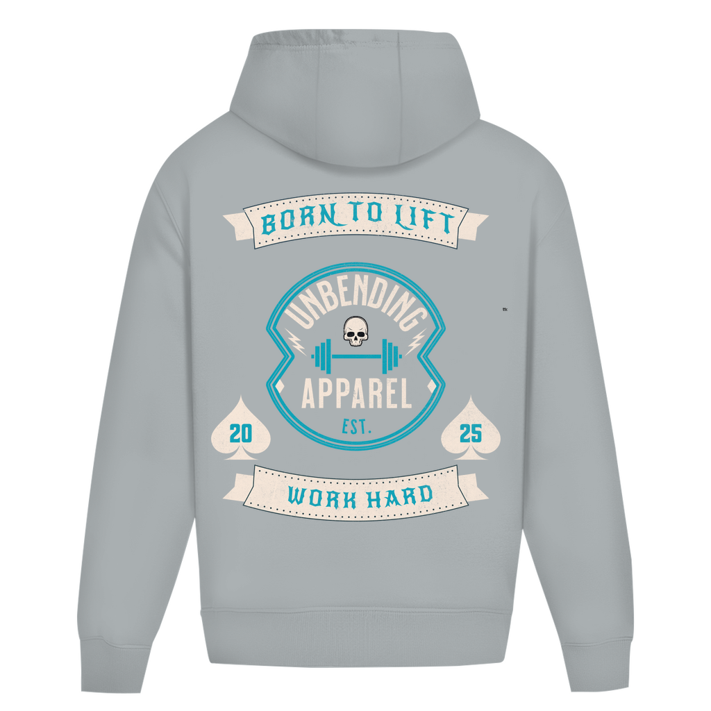 Oversize Hoodie Unisex - Born To Lift - Grün/Beige - Unbending Apparel