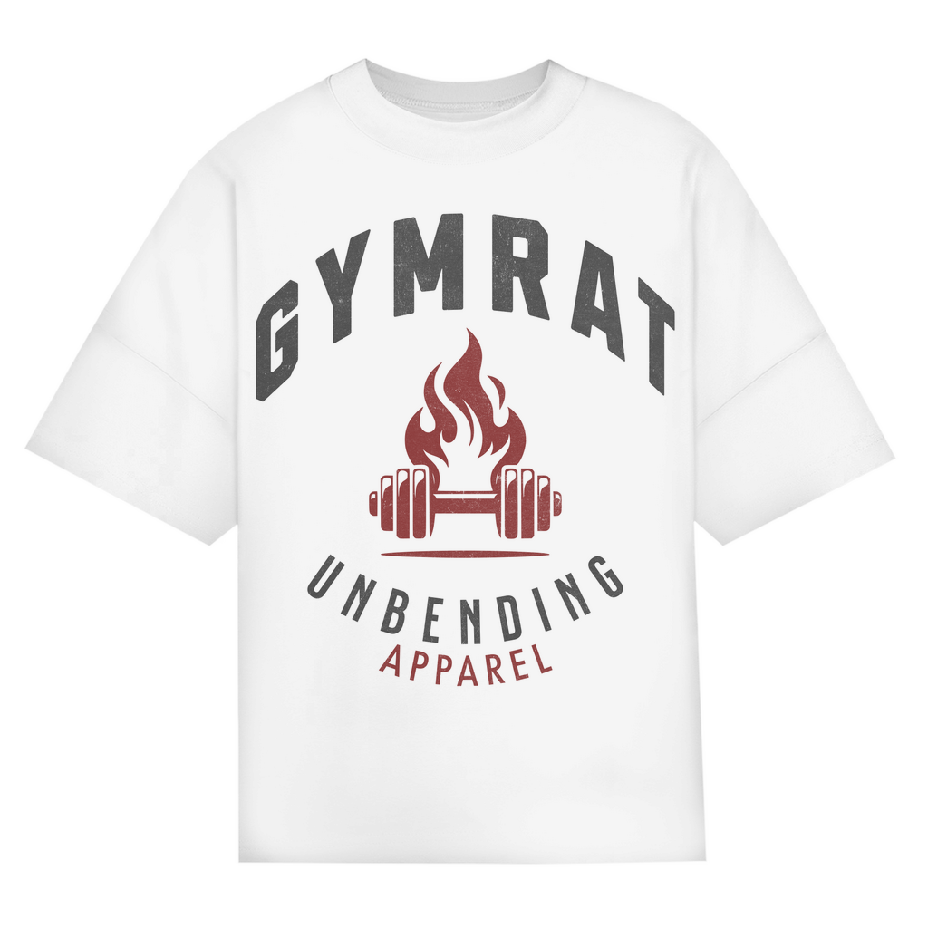 Oversize T-Shirt Unisex - Gymrat - Grau/Rot - Unbending Apparel