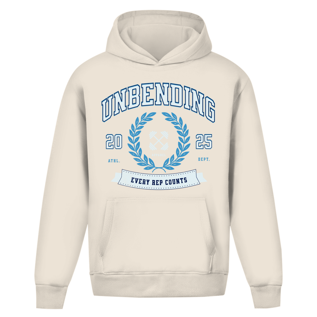 Oversize Hoodie Unisex - Ohne Kordel Every Rep Counts - Blau - Unbending Apparel
