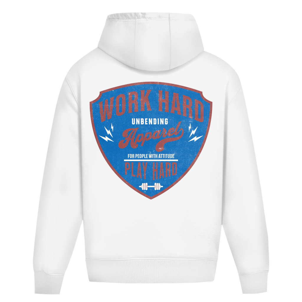 Oversize Hoodie Unisex - Work Hard Play Hard - Rot/Blau - Unbending Apparel