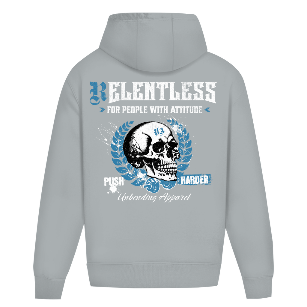 Oversize Hoodie Unisex - Push Harder - Blau/Weiß - Unbending Apparel