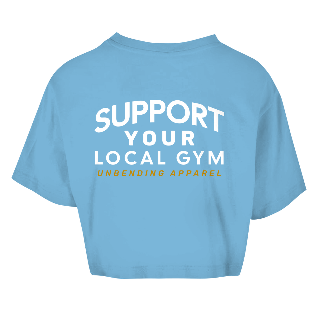 Oversize Crop Top - Support Your Local Gym - weiß - Unbending Apparel