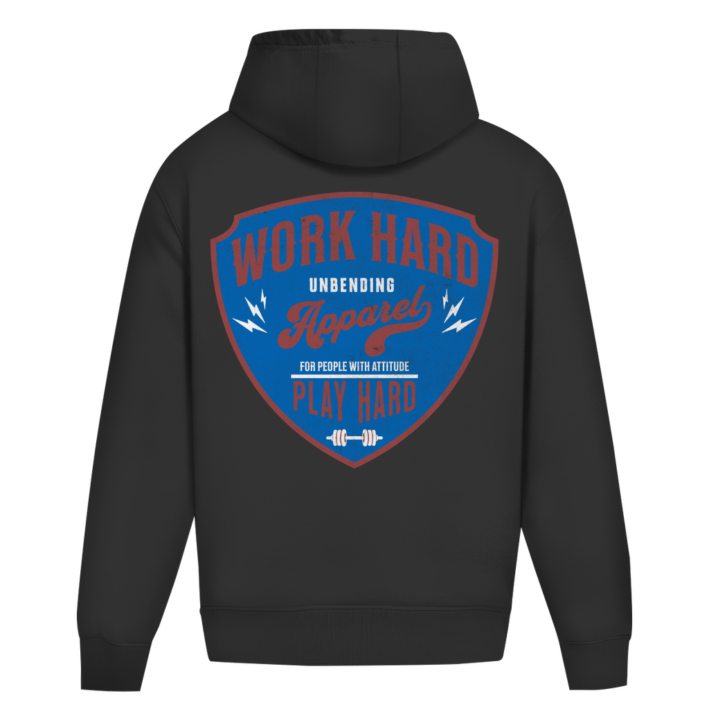 Oversize Hoodie Unisex - Work Hard Play Hard - Rot/Blau - Unbending Apparel