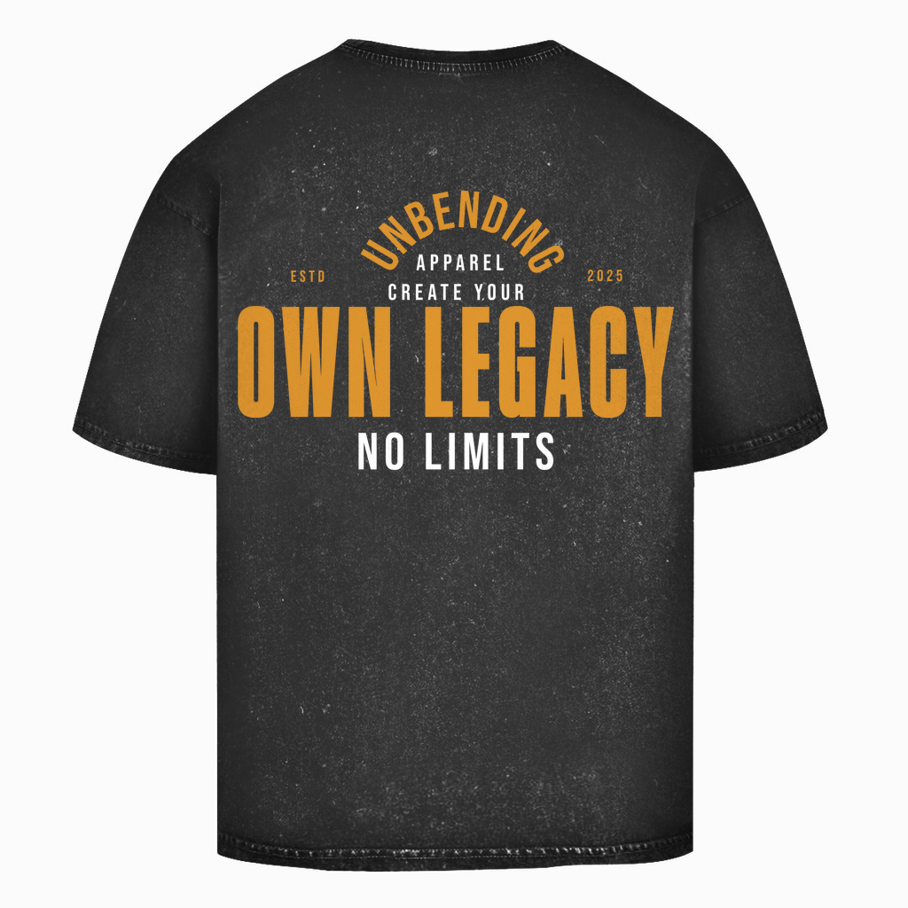 Oversize Washed T-Shirt Unisex - Create Your Own Legacy - Orange/Weiß - Unbending Apparel