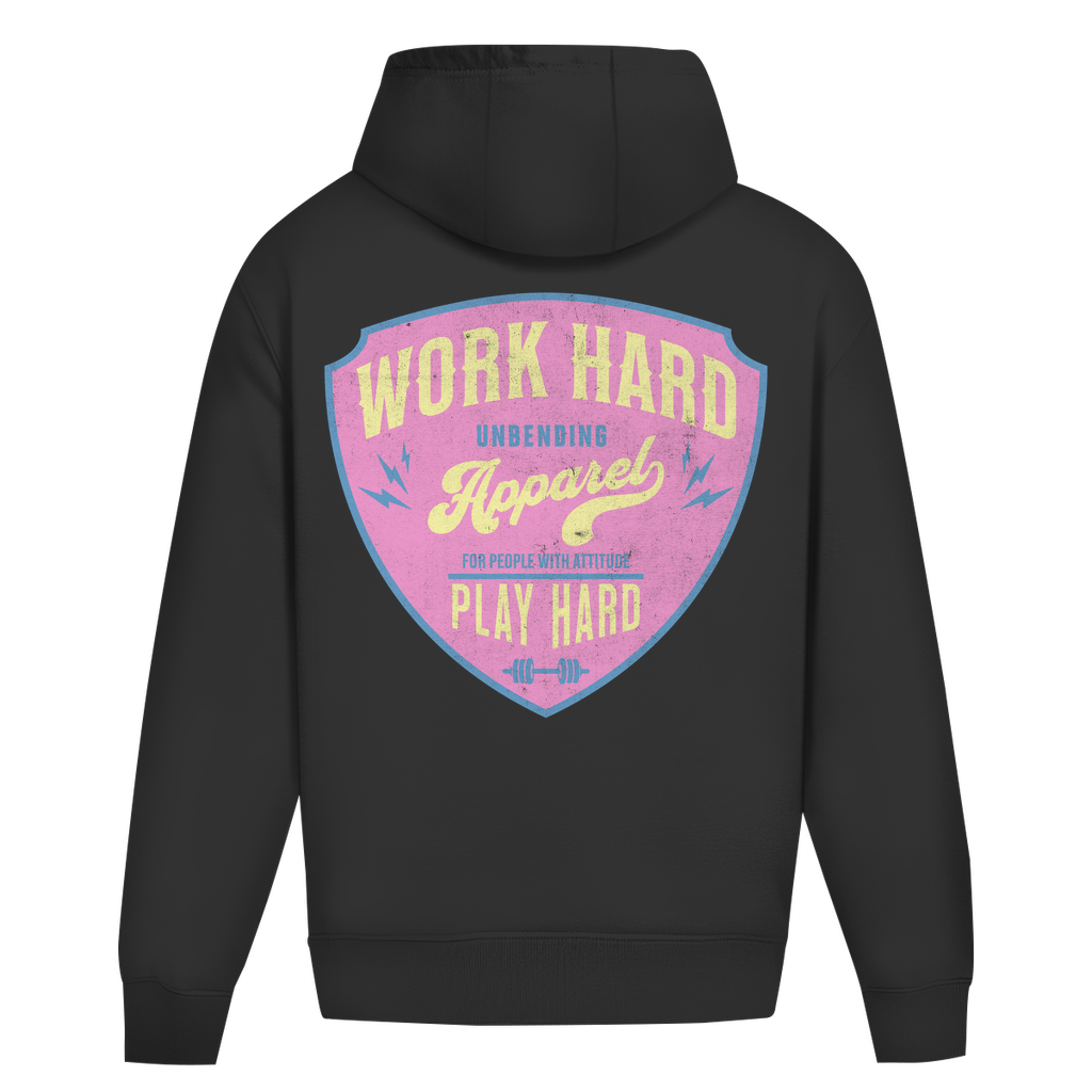 Oversize Hoodie Unisex - Work Hard Play Hard - Pink/Beige - Unbending Apparel
