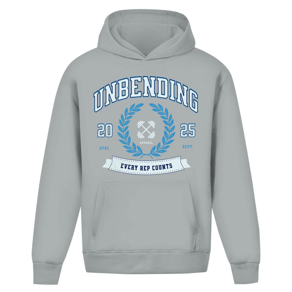 Oversize Hoodie Unisex - Ohne Kordel Every Rep Counts - Blau - Unbending Apparel