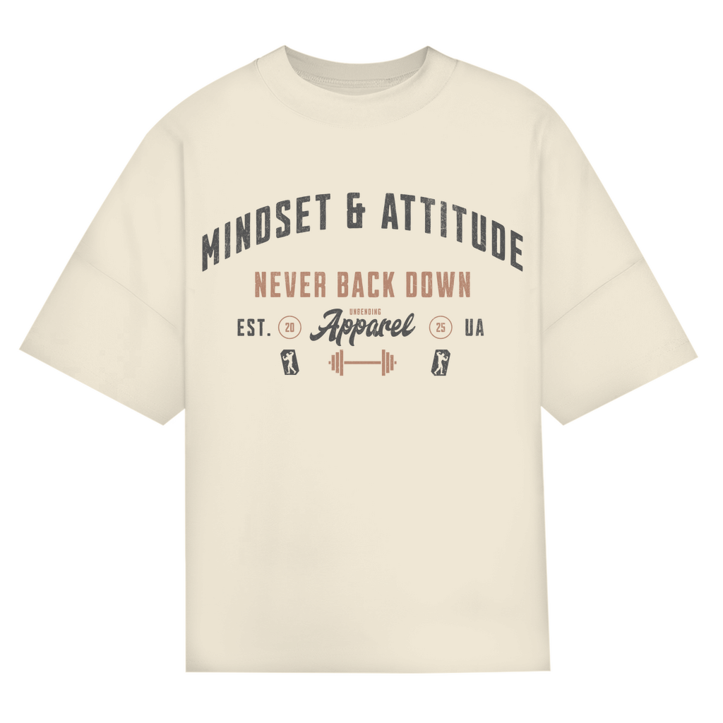 Oversize T-Shirt Unisex - Mindset And Attitude - Grau/Braun - Unbending Apparel