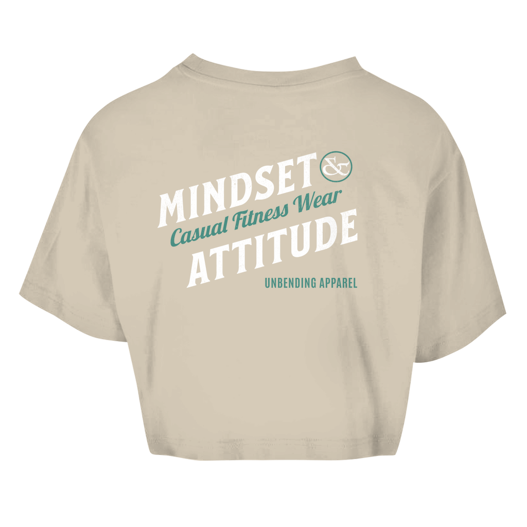 Oversize Crop Top - Mindset And Attitude - Grün/Weiß