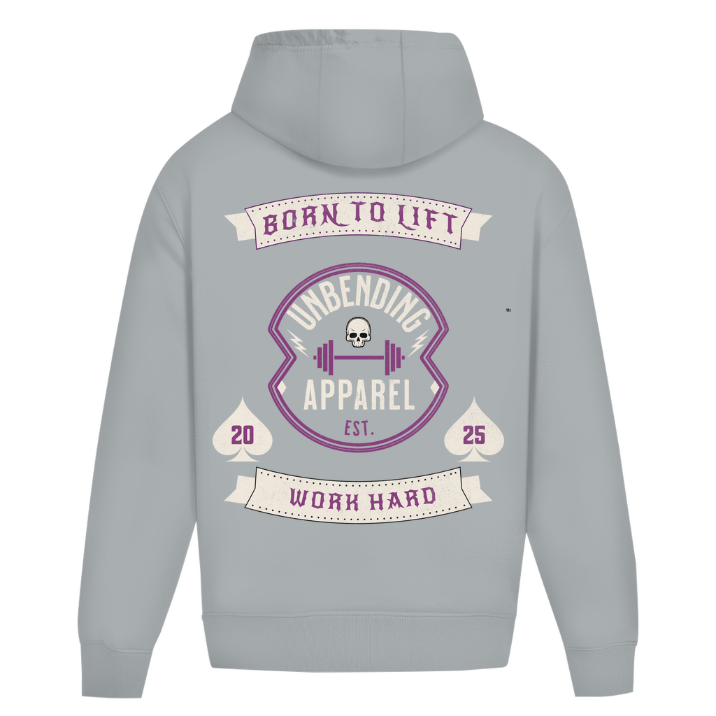Oversize Hoodie Unisex - Born To Lift - Lila/Beige - Unbending Apparel