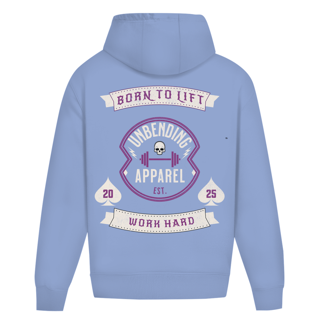 Oversize Hoodie Unisex - Born To Lift - Lila/Beige - Unbending Apparel