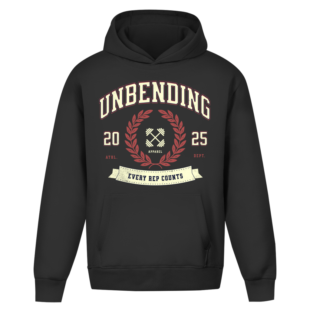 Oversize Hoodie Unisex - Ohne Kordel Every Rep Counts - Rot/Beige - Unbending Apparel