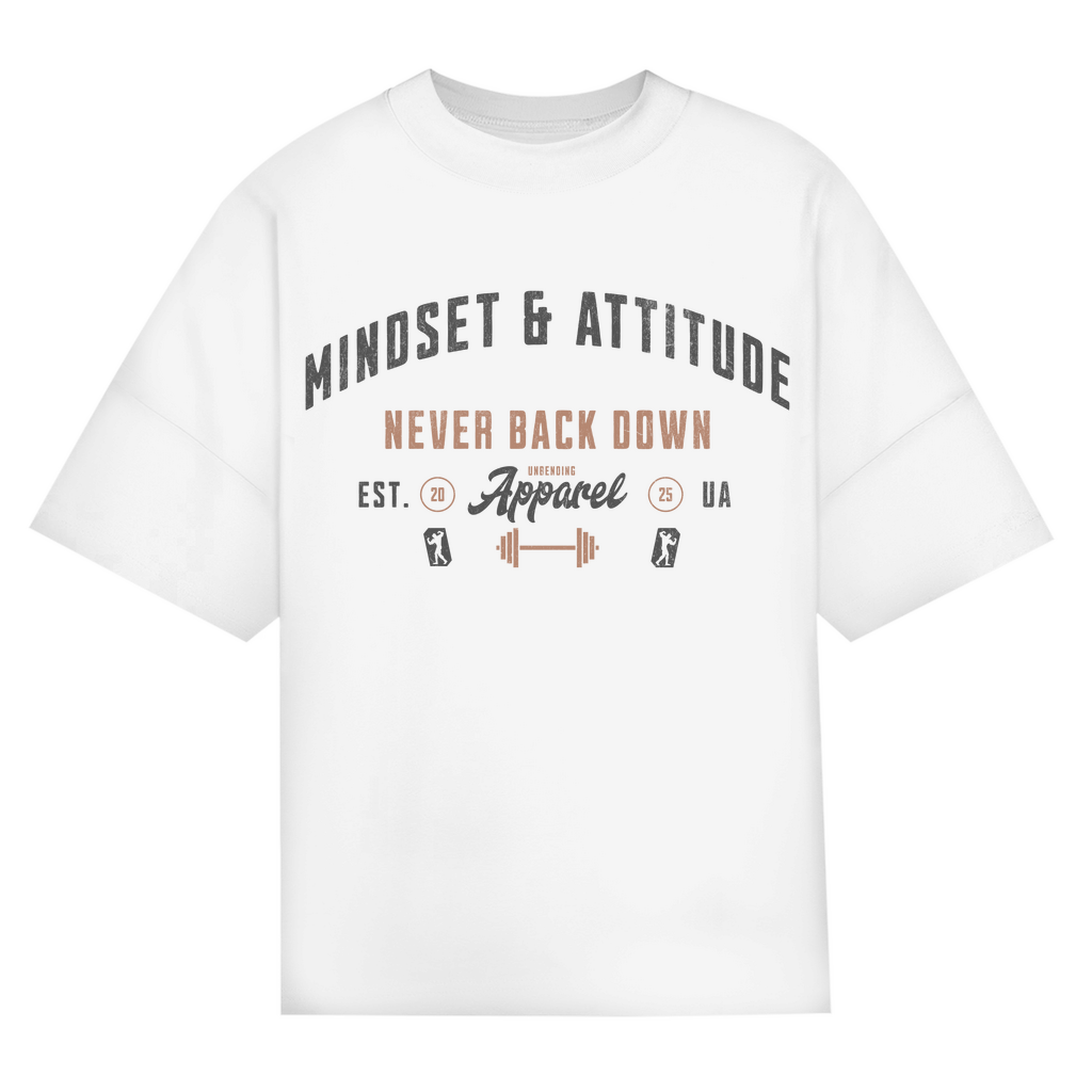 Oversize T-Shirt Unisex - Mindset And Attitude - Grau/Braun - Unbending Apparel