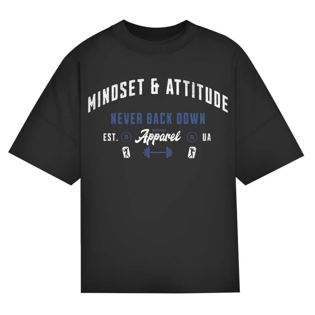 Oversize T-Shirt Unisex - Mindset And Attitude - Blau/Weiß - Unbending Apparel