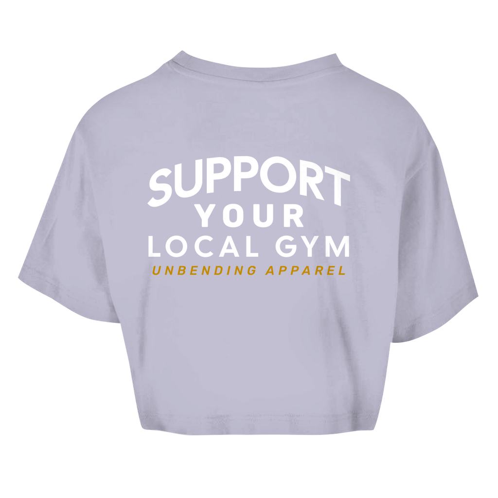 Oversize Crop Top - Support Your Local Gym - weiß - Unbending Apparel