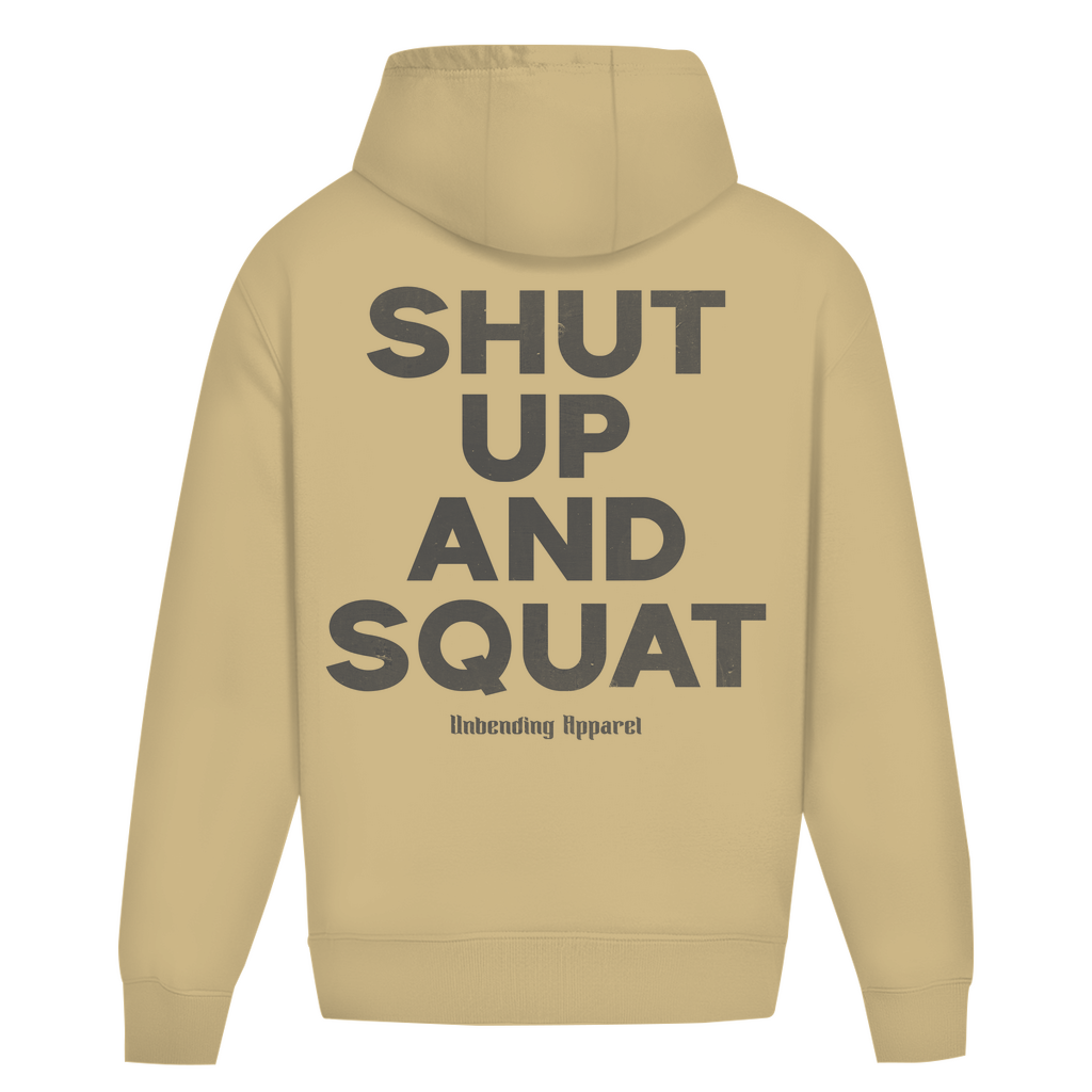 Oversize Hoodie Unisex - Shut Up And Squat - Grau - Unbending Apparel