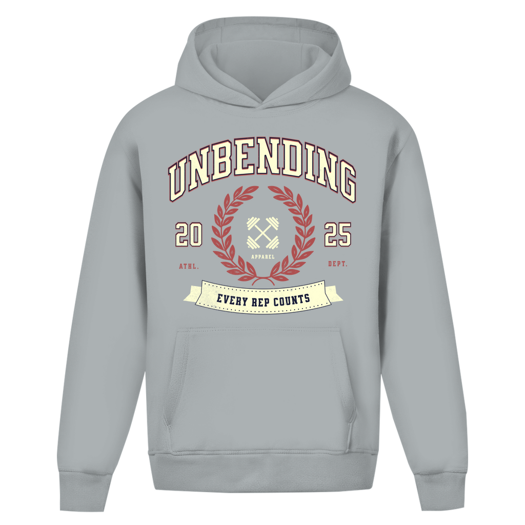 Oversize Hoodie Unisex - Ohne Kordel Every Rep Counts - Rot/Beige - Unbending Apparel